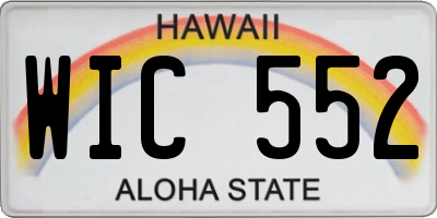 HI license plate WIC552