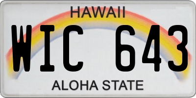 HI license plate WIC643