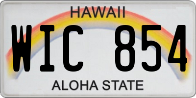 HI license plate WIC854
