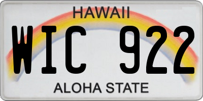 HI license plate WIC922