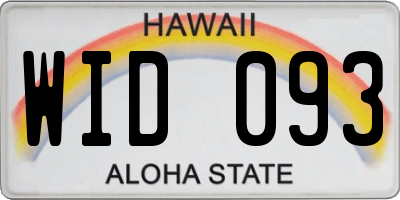 HI license plate WID093