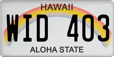 HI license plate WID403