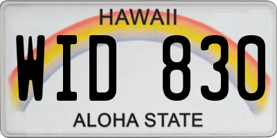HI license plate WID830