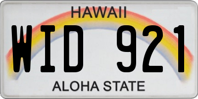 HI license plate WID921