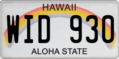 HI license plate WID930