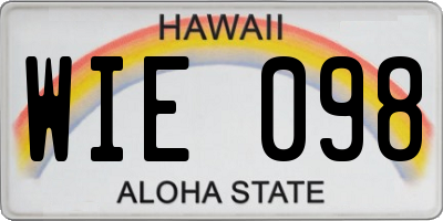 HI license plate WIE098