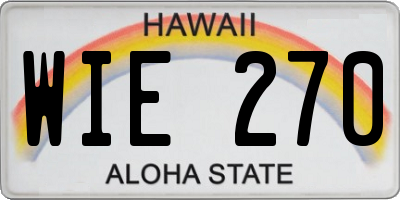 HI license plate WIE270