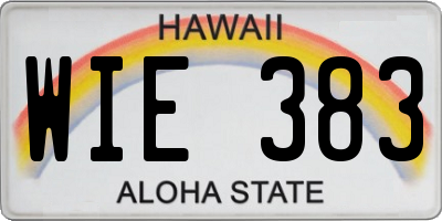 HI license plate WIE383