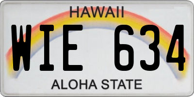 HI license plate WIE634