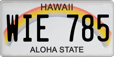 HI license plate WIE785