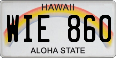HI license plate WIE860