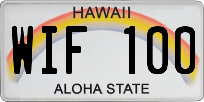 HI license plate WIF100