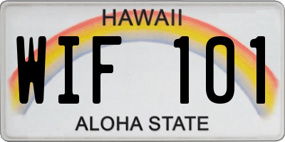 HI license plate WIF101