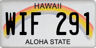 HI license plate WIF291