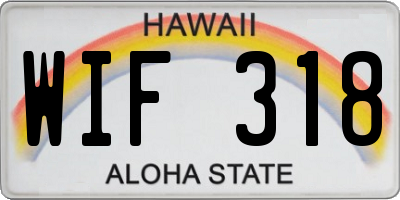 HI license plate WIF318