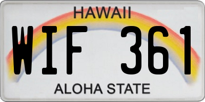 HI license plate WIF361