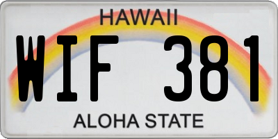 HI license plate WIF381
