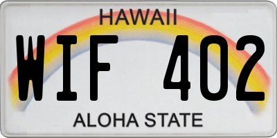 HI license plate WIF402