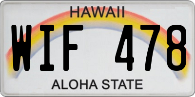 HI license plate WIF478