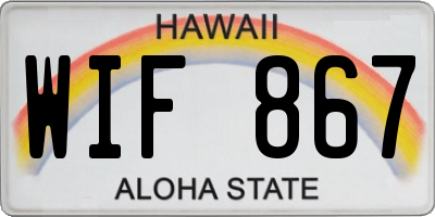 HI license plate WIF867