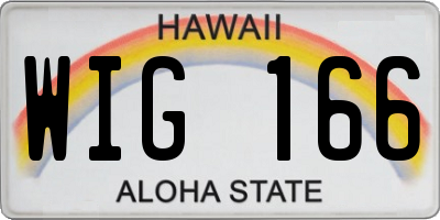 HI license plate WIG166
