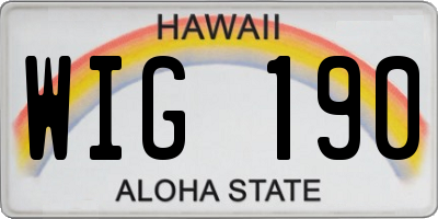 HI license plate WIG190