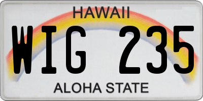HI license plate WIG235