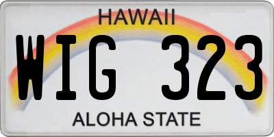 HI license plate WIG323