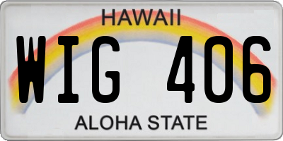 HI license plate WIG406