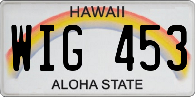 HI license plate WIG453