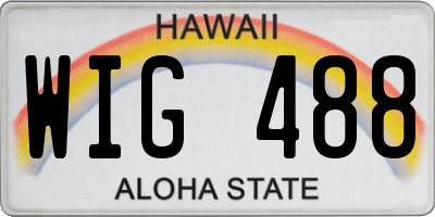 HI license plate WIG488