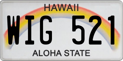HI license plate WIG521