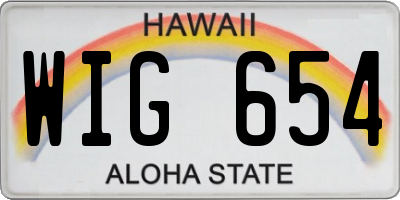 HI license plate WIG654