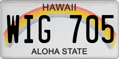 HI license plate WIG705