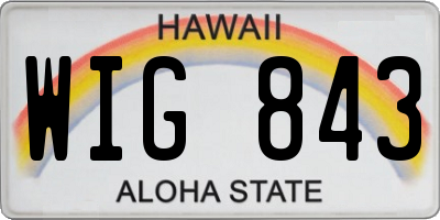 HI license plate WIG843