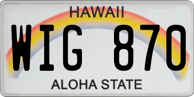 HI license plate WIG870