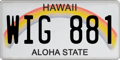 HI license plate WIG881