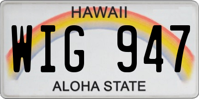 HI license plate WIG947