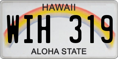 HI license plate WIH319