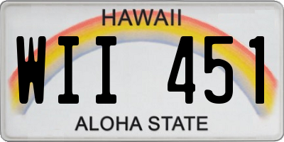HI license plate WII451