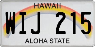 HI license plate WIJ215
