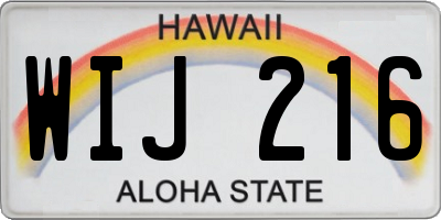 HI license plate WIJ216