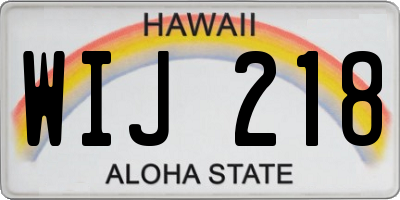 HI license plate WIJ218