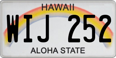 HI license plate WIJ252