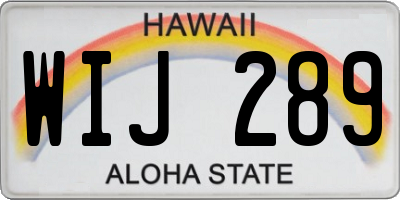 HI license plate WIJ289