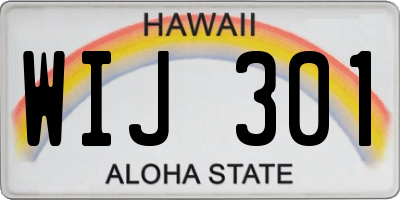 HI license plate WIJ301