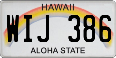 HI license plate WIJ386