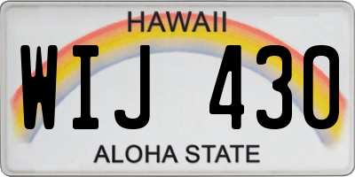HI license plate WIJ430
