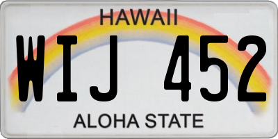 HI license plate WIJ452