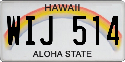 HI license plate WIJ514